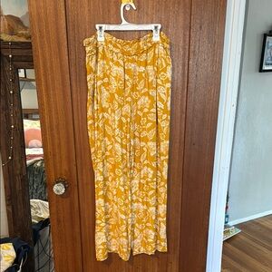 Anthropologie Yellow and White Wide Leg Pants